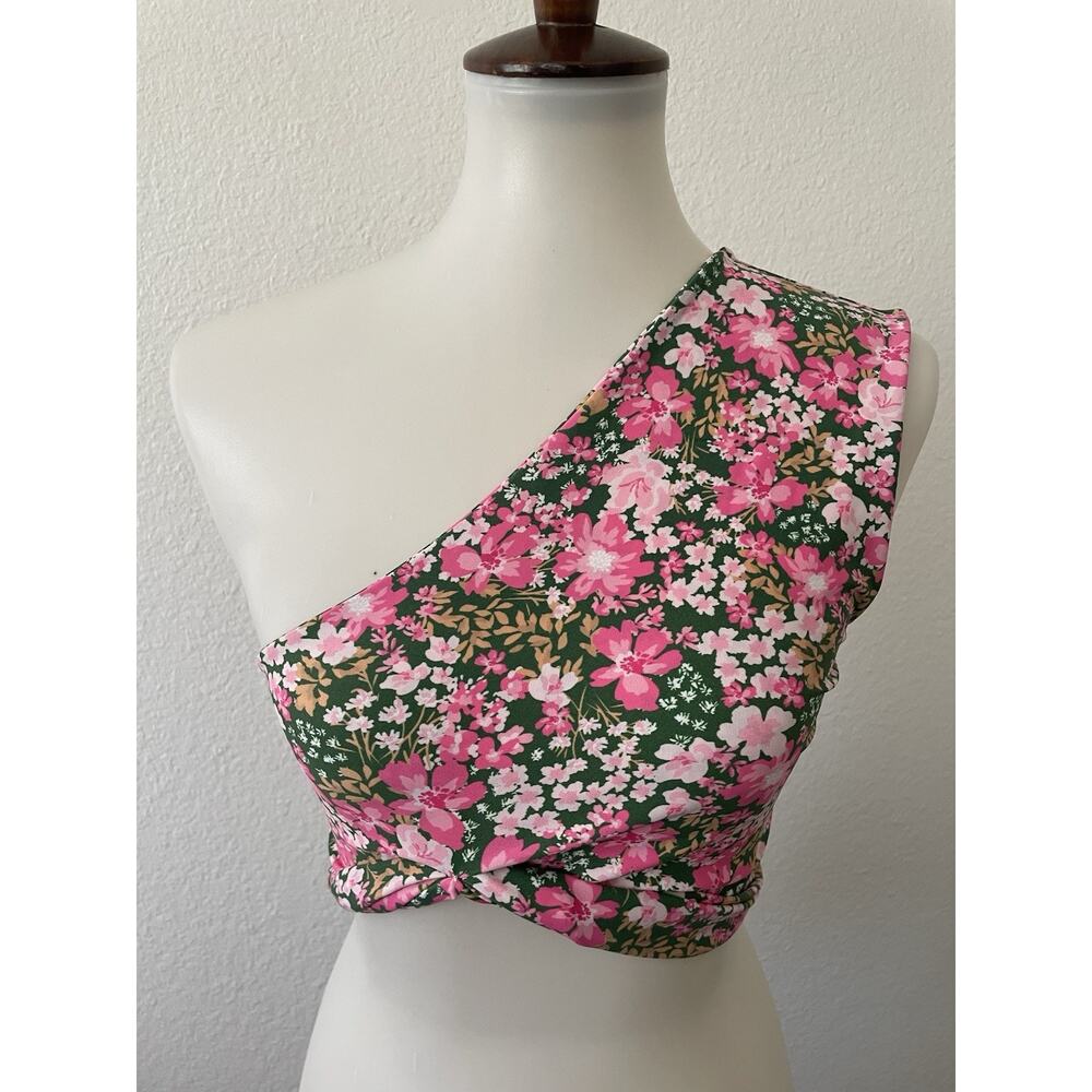 Aila Blue Swim Bikini Top Asymmetric Beach Summer Floral Azalea